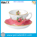 Gold Rim Rose Vintage Keramik Teetasse mit Untertasse